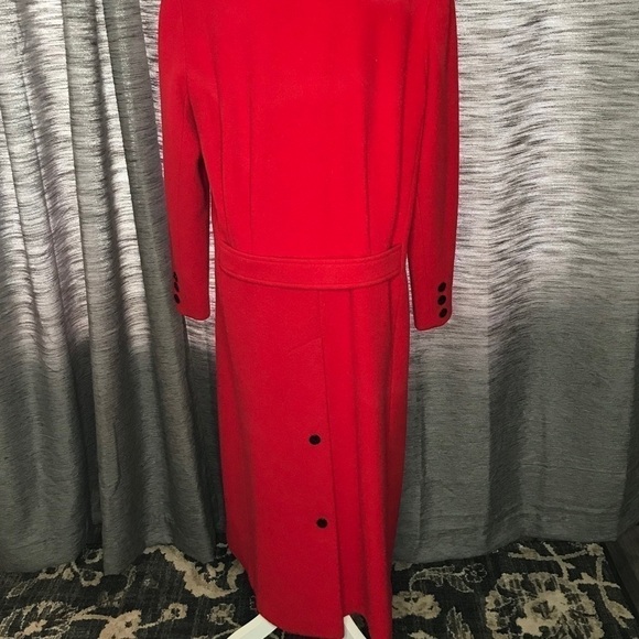 PROJECTIONS LTD WOOL RED TRENCHCOAT LARGE - Picture 5 of 11